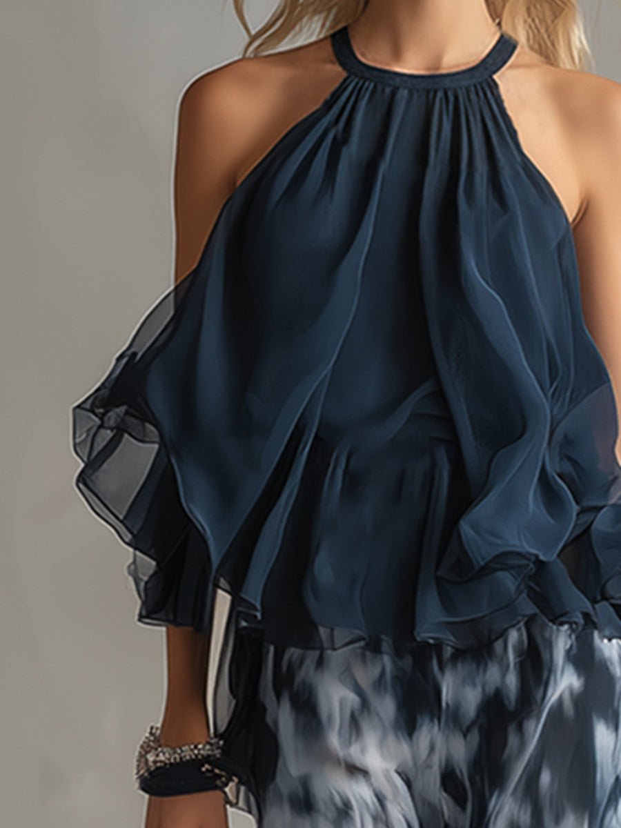 Women’s Halter Neck Two Piece Set Elegant Wide Leg Design 4