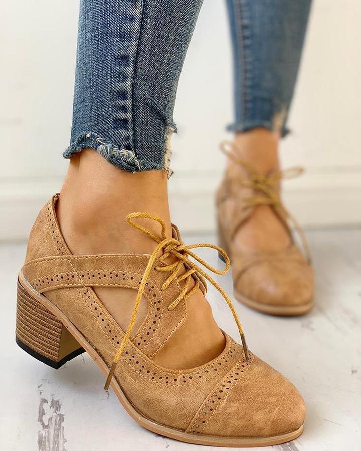 Women’s Heeled T-Strap Shoes Elegant Lace-Up Design 2