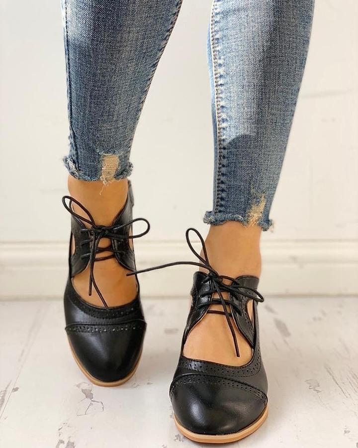 Women’s Heeled T-Strap Shoes Elegant Lace-Up Design 3