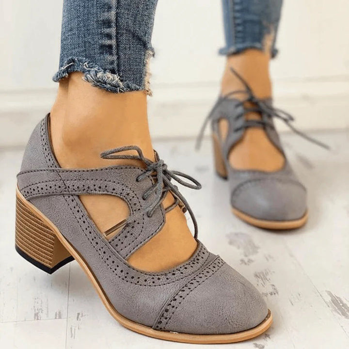 Women’s Heeled T-Strap Shoes Elegant Lace-Up Design 4