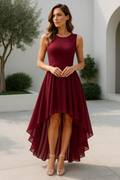 Women’s High-Low Evening Dress Elegant Sleeveless Style 0