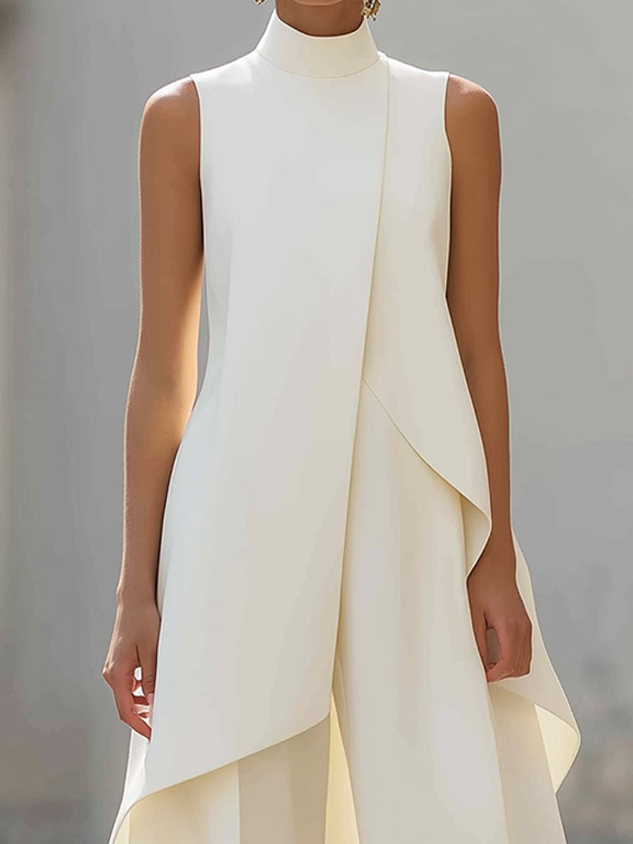 Women’s High-Neck Sleeveless Trouser Set Asymmetric Design 1