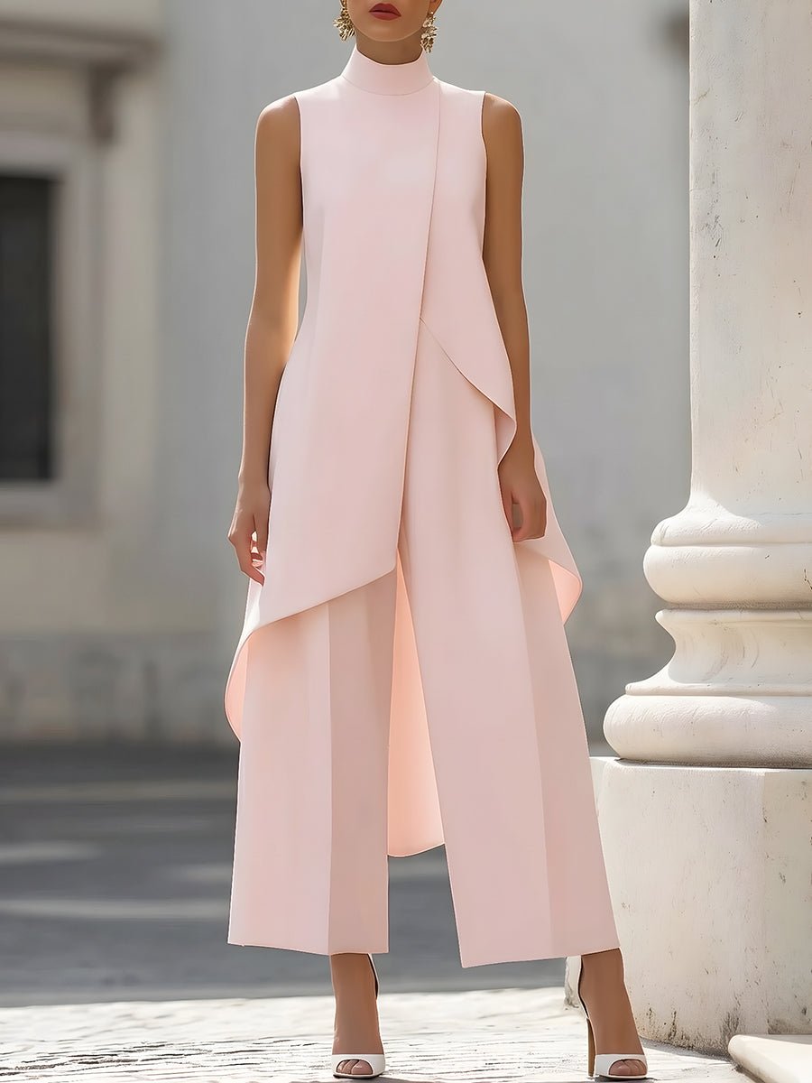 Women’s High-Neck Sleeveless Trouser Set Asymmetric Design 5