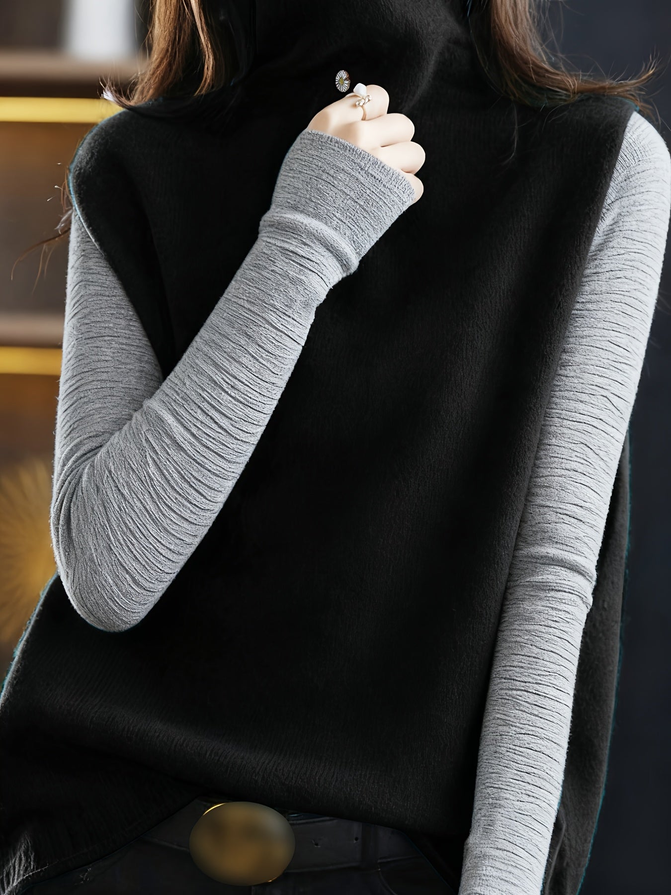 Women’s High-Neck Sleeveless Vest Relaxed Fit Layering Piece 2