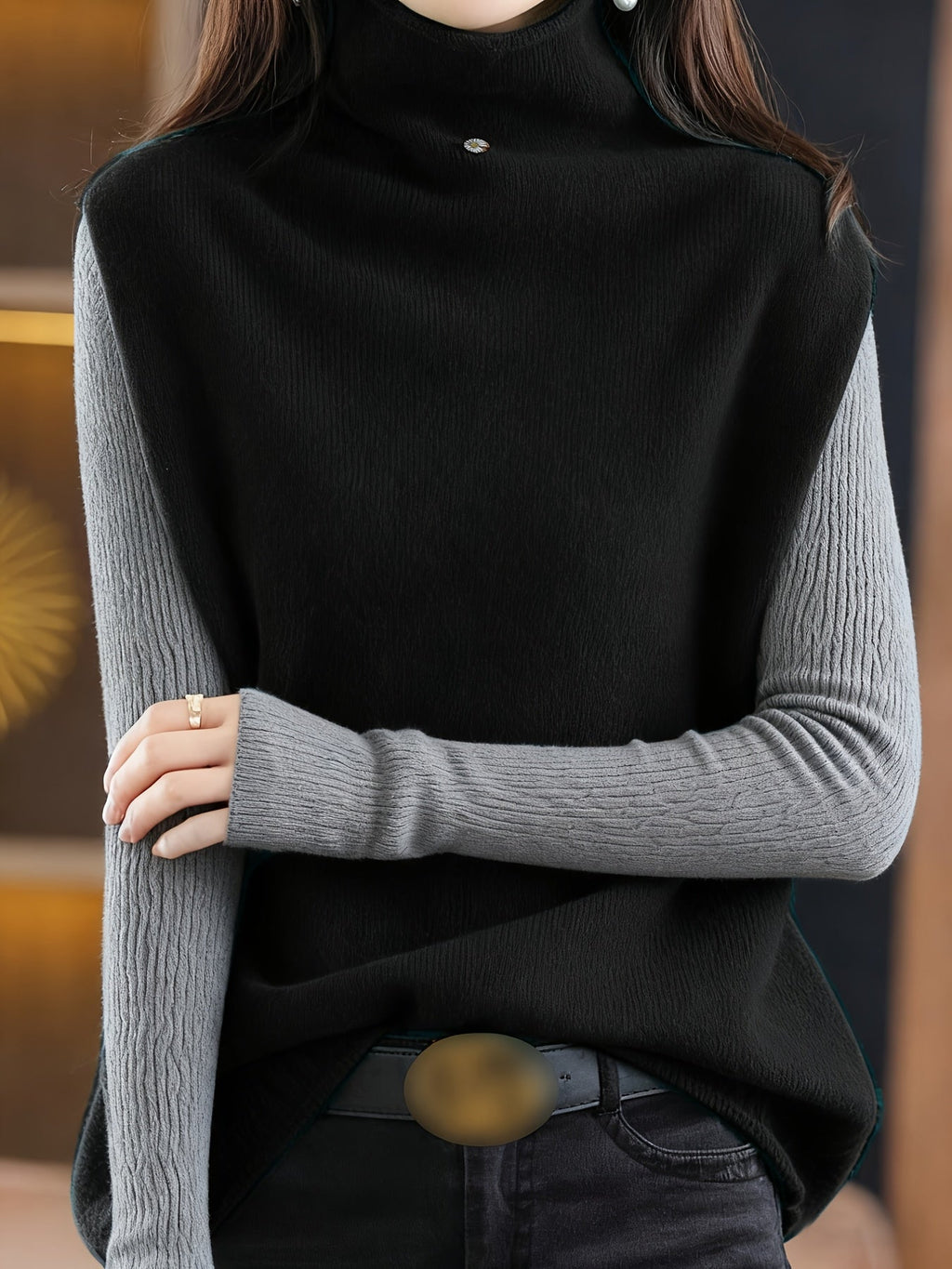 Women’s High-Neck Sleeveless Vest Relaxed Fit Layering Piece 3