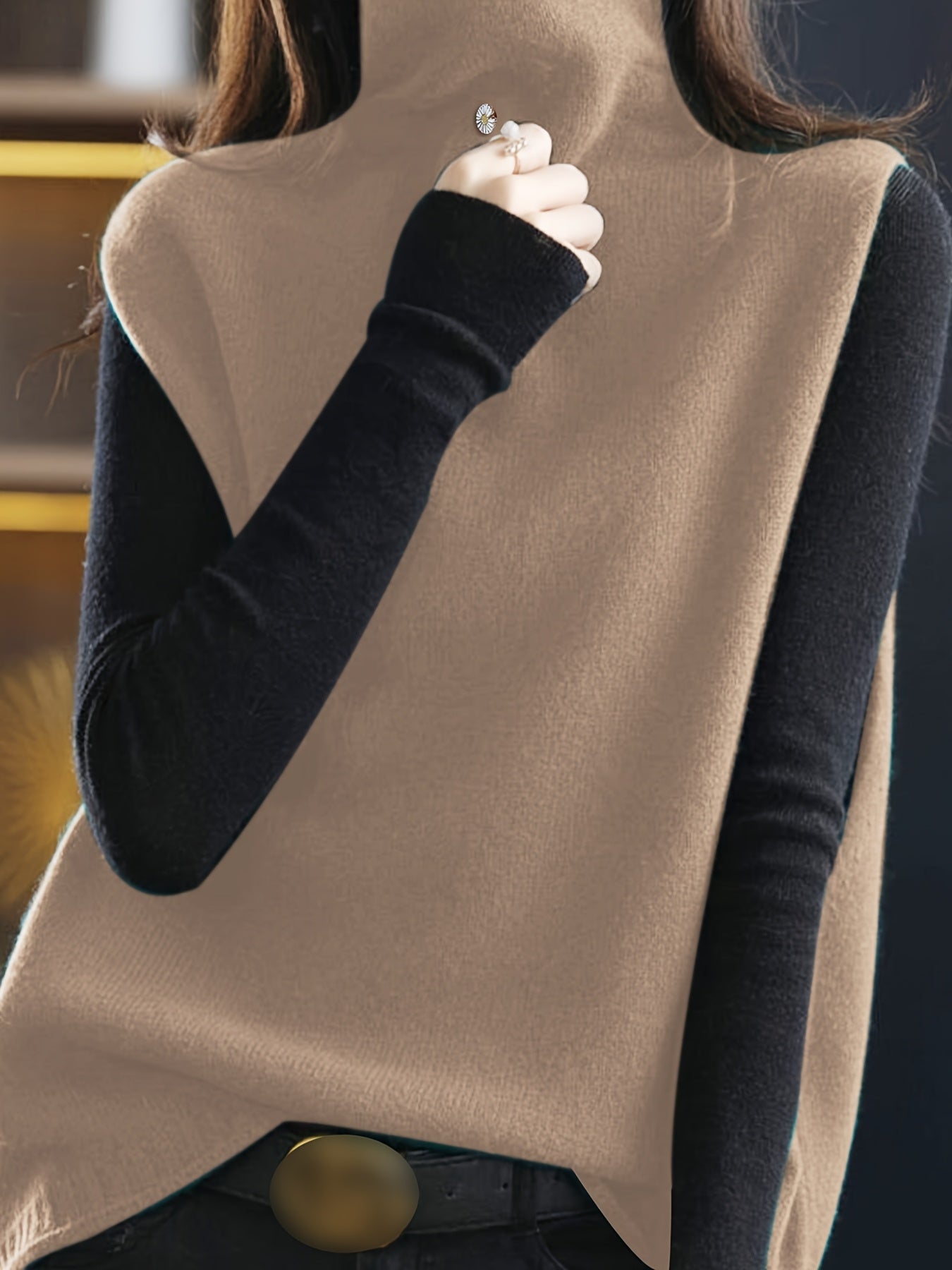 Women’s High-Neck Sleeveless Vest Relaxed Fit Layering Piece 7