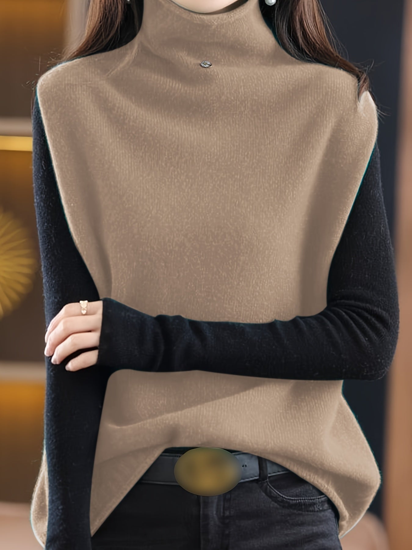 Women’s High-Neck Sleeveless Vest Relaxed Fit Layering Piece 8