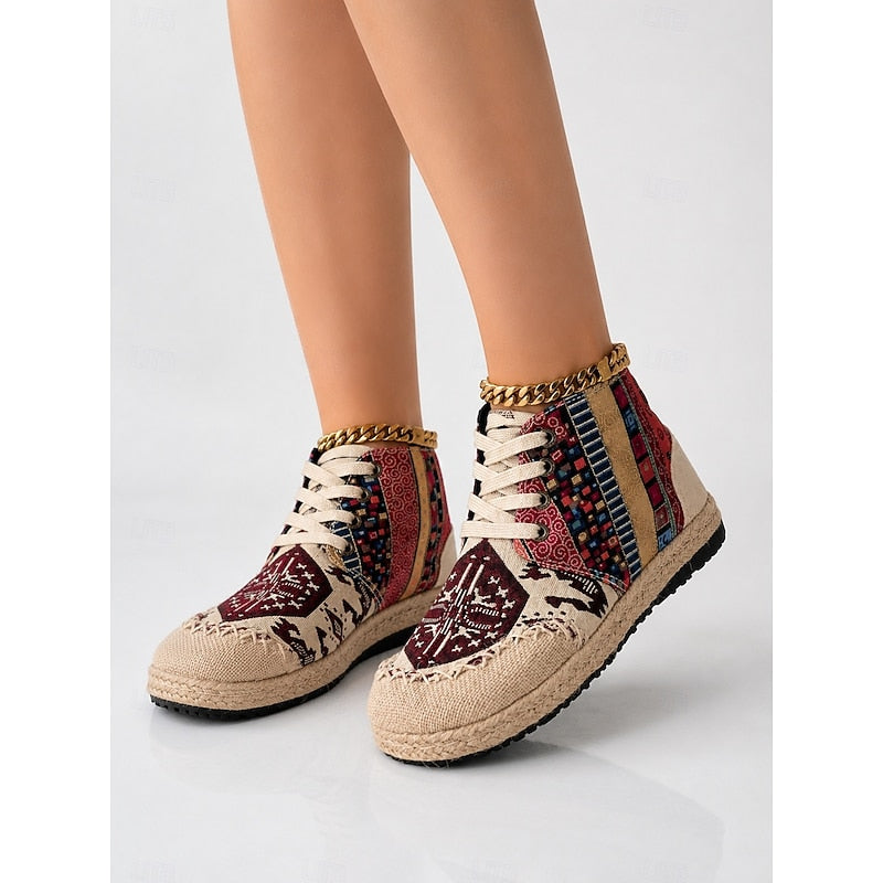 Women’s High-Top Sneakers Boho Patterned Casual Style 1