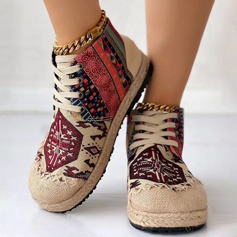 Women’s High-Top Sneakers Boho Patterned Casual Style 8
