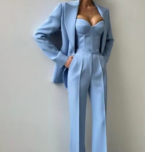Women’s High-Waist Blazer Set Elegant Three-Piece Ensemble 3