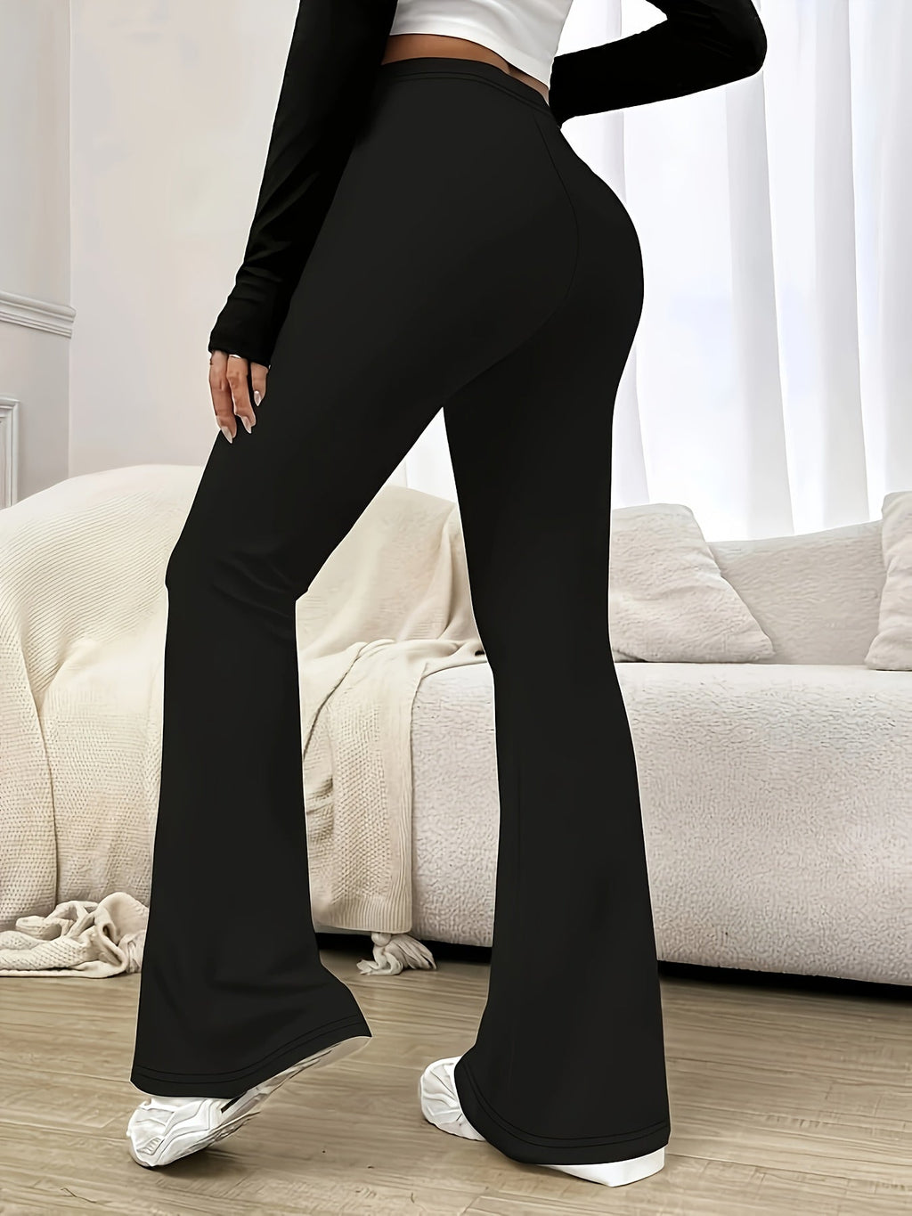 Women’s High-Waist Flared Trousers Elegant Silhouette for Versatile Style 1