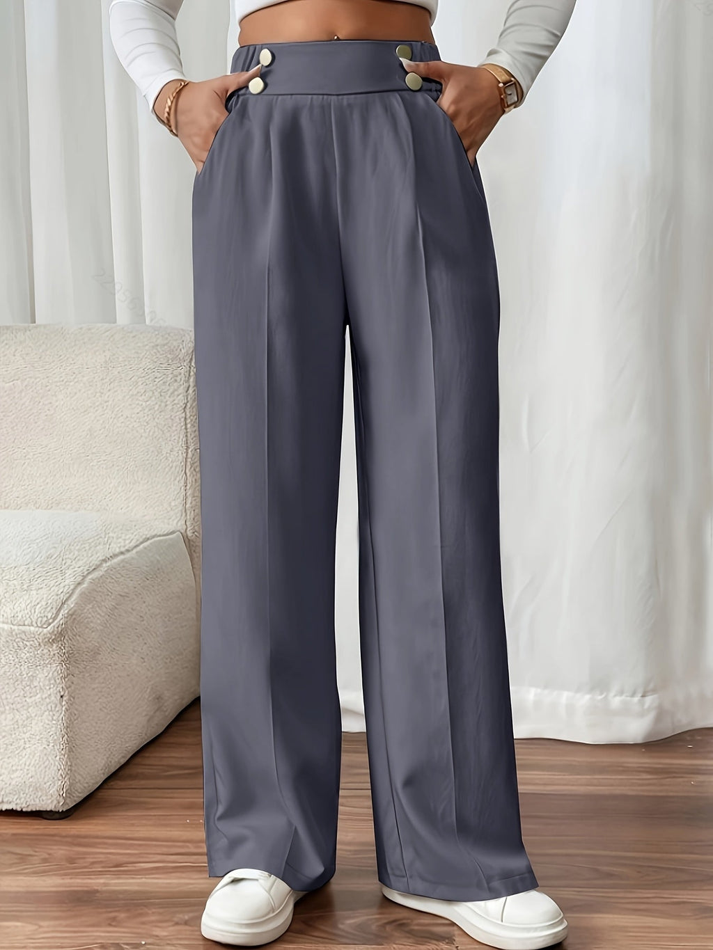 Women’s High-Waist Wide-Leg Pants Tailored Fit 7