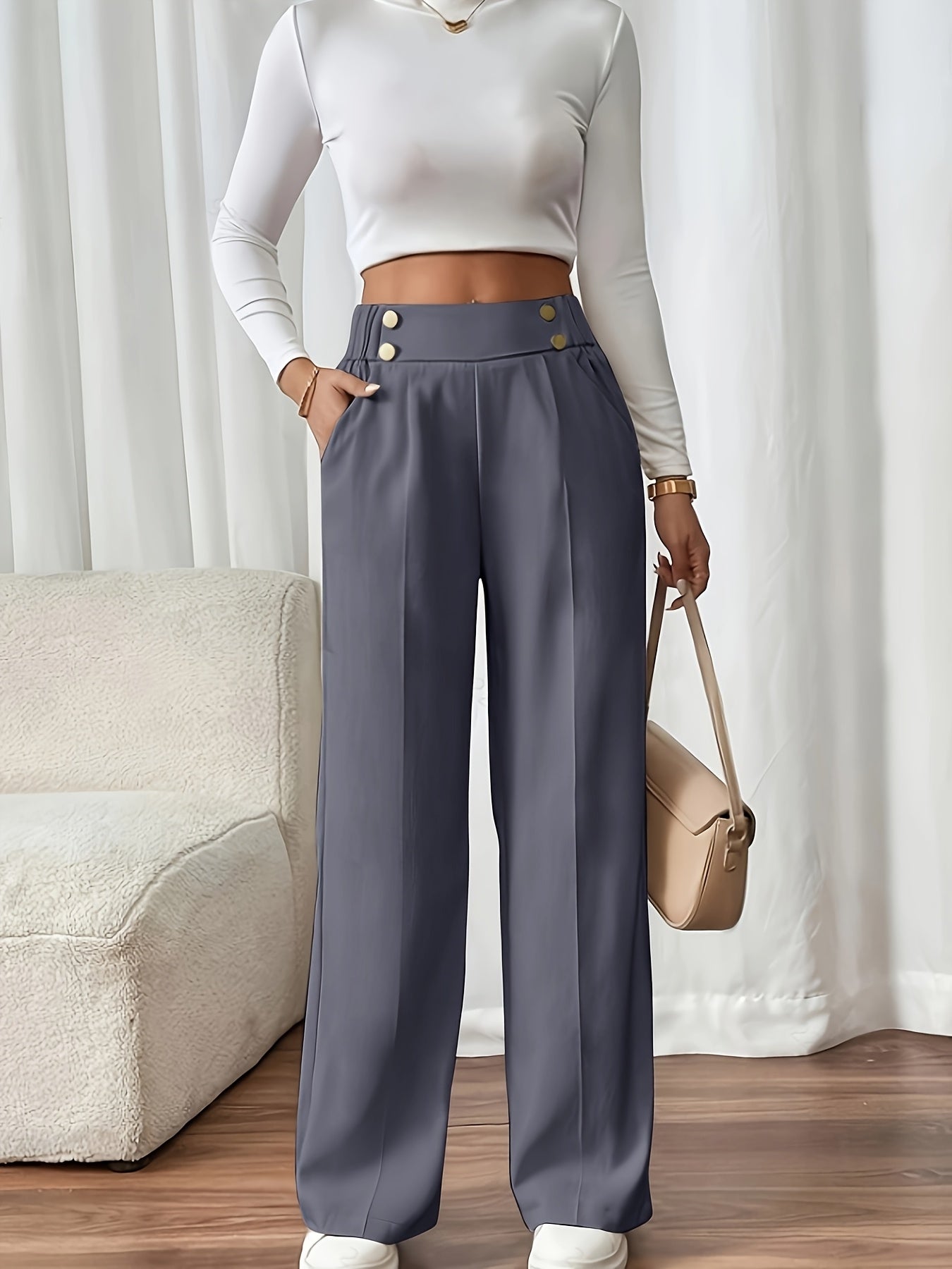 Women’s High-Waist Wide-Leg Pants Tailored Fit 8