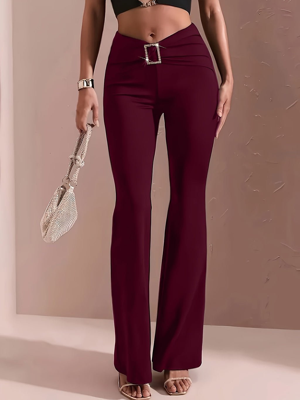 Women’s High-Waisted Flared Trousers Elegant Silhouette 0