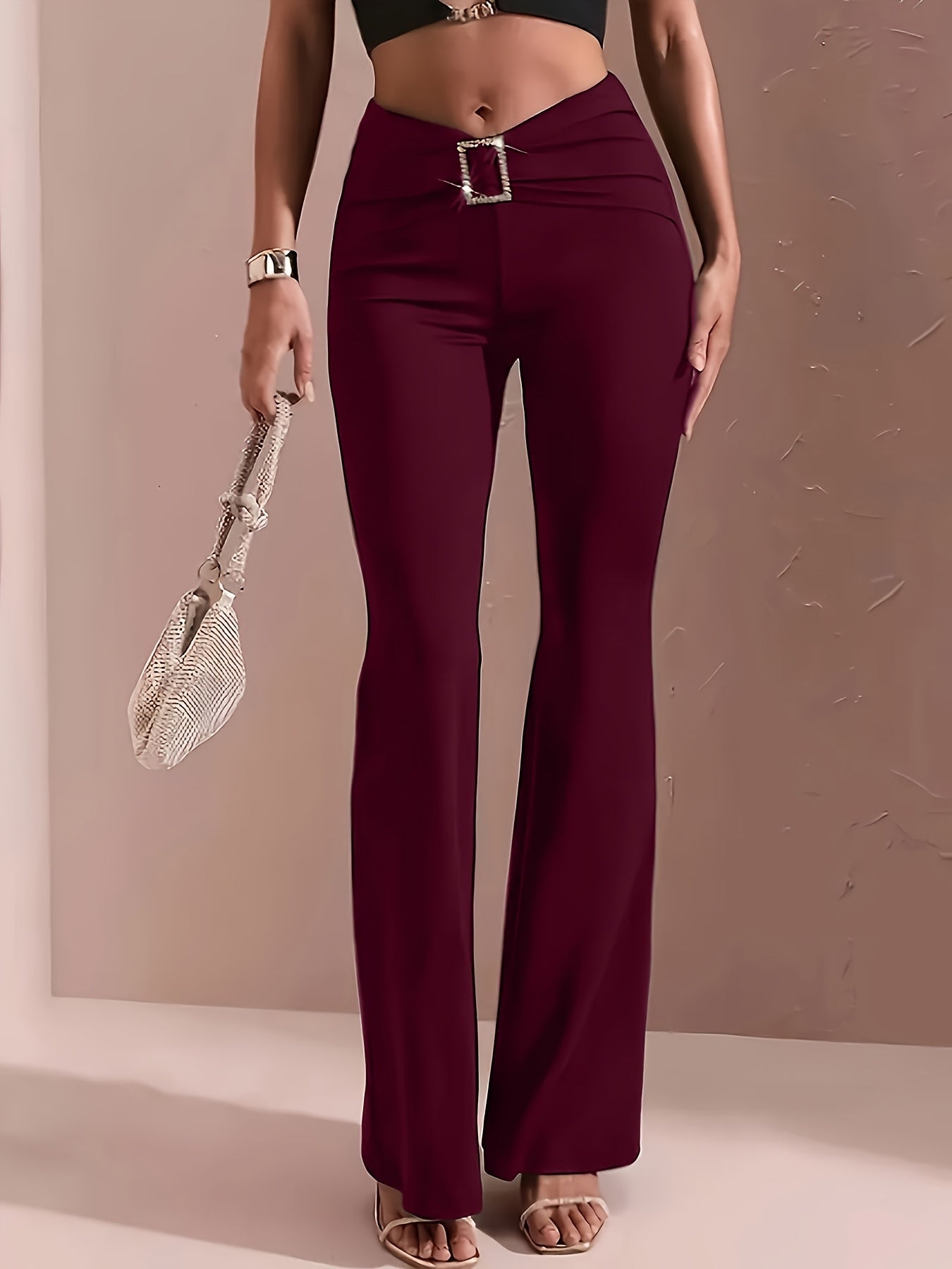 Women’s High-Waisted Flared Trousers Elegant Silhouette 0