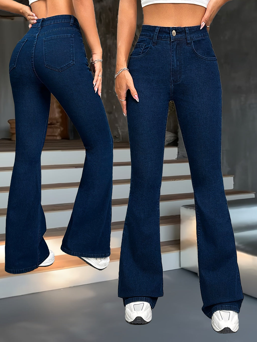Women’s High-Waisted Flared Trousers Elegant Silhouette 1