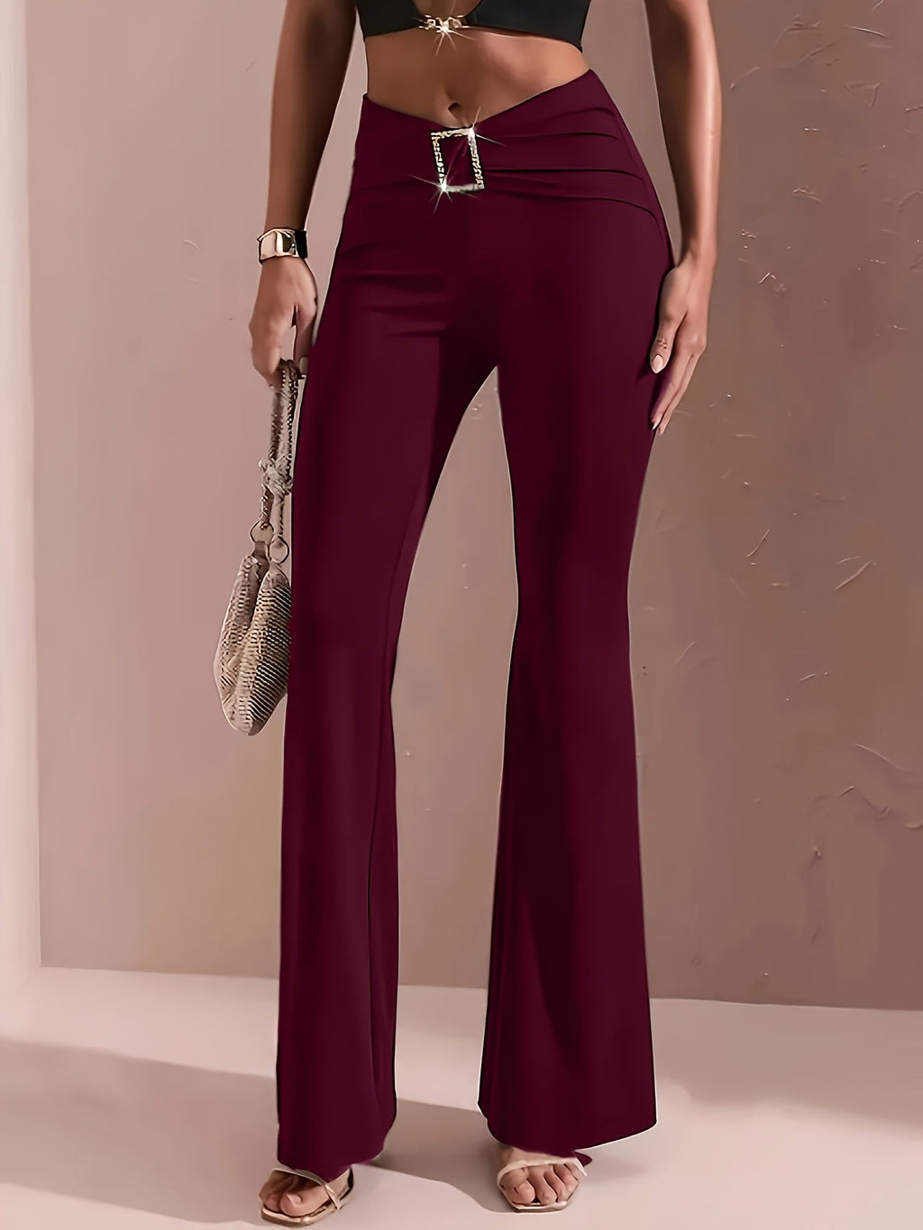 Women’s High-Waisted Flared Trousers Elegant Silhouette 2