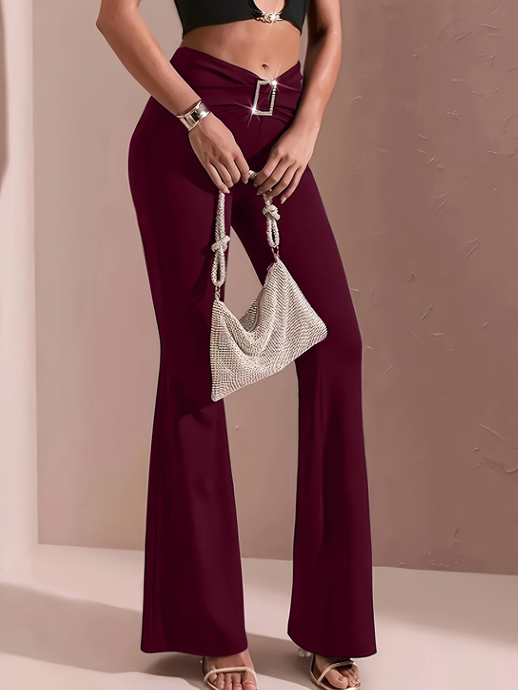 Women’s High-Waisted Flared Trousers Elegant Silhouette 3