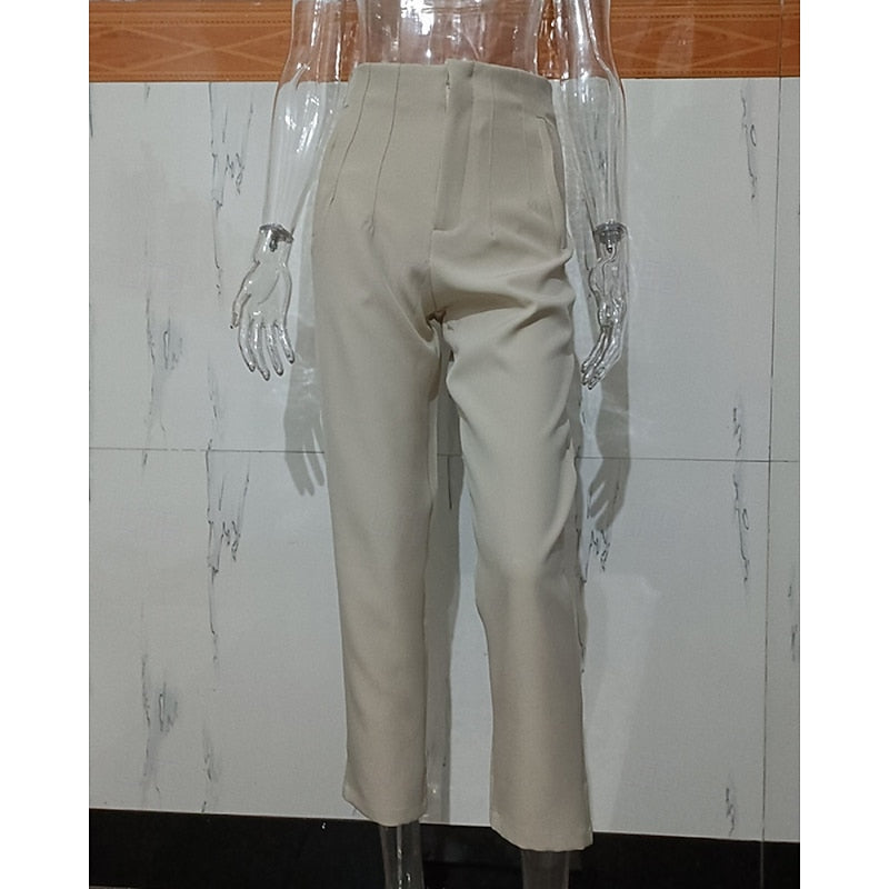 Women’s High-Waisted Tailored Trousers Classic Fit with Relaxed Straight Leg 3