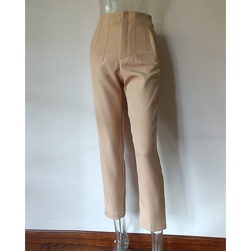 Women’s High-Waisted Tailored Trousers Classic Fit with Relaxed Straight Leg 5