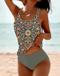 Women’s High-Waisted Tankini Stylish Printed Swimwear for Summer 0