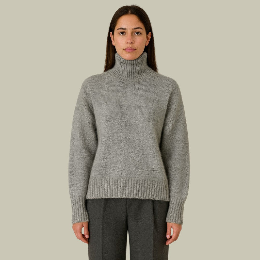 Women's High Neck Merino Wool Sweater Relaxed Fit Cozy Elegance 1