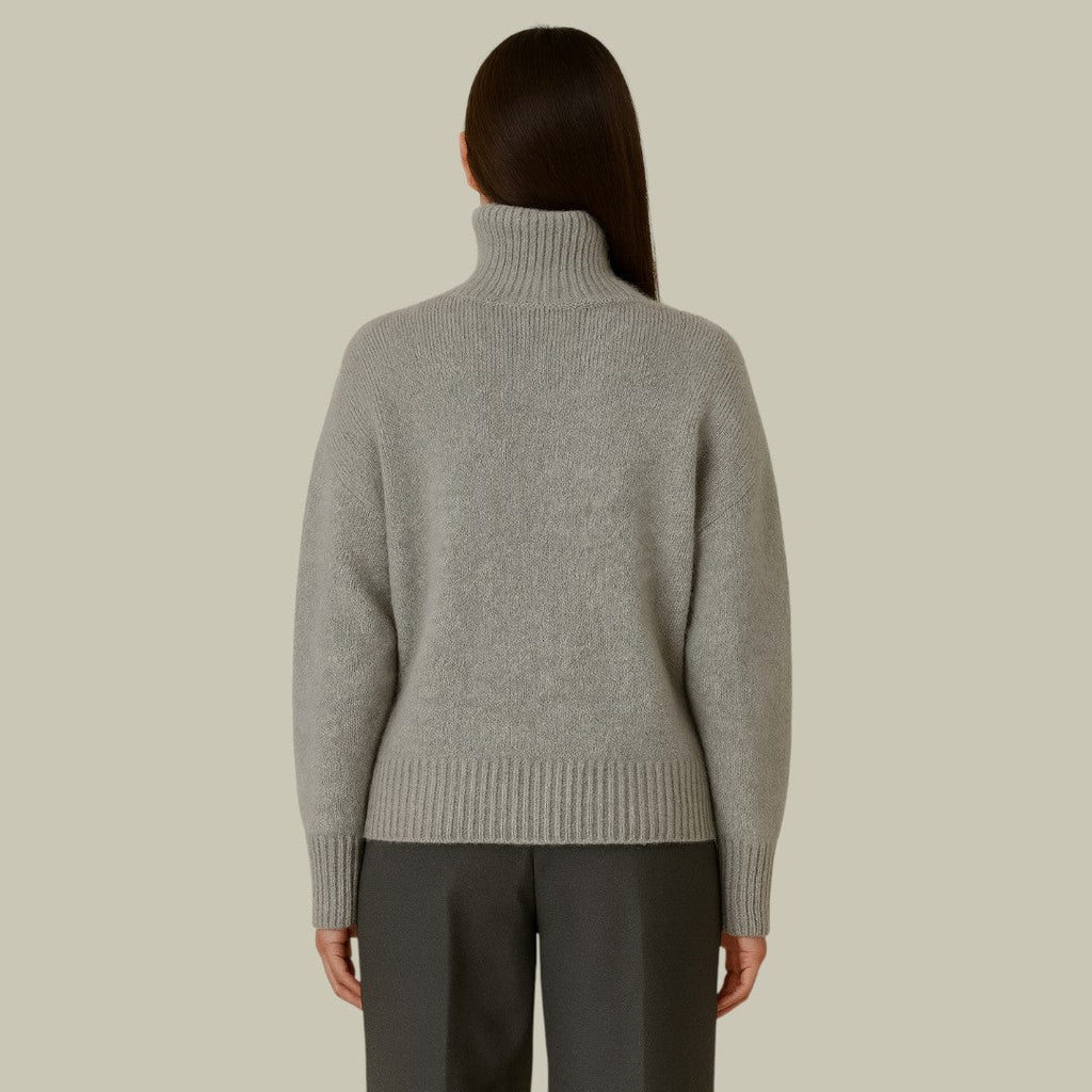 Women's High Neck Merino Wool Sweater Relaxed Fit Cozy Elegance 2