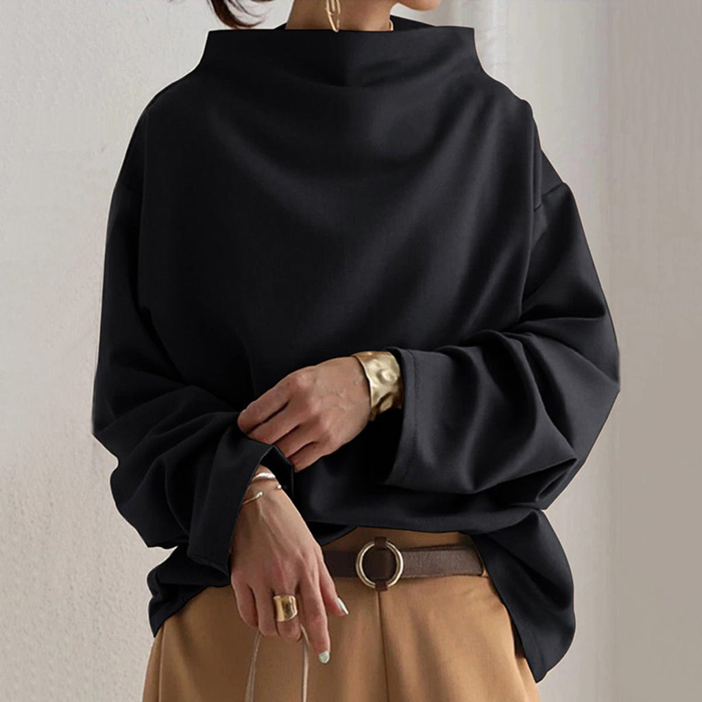 Women’s High Neck Top Relaxed Silhouette Elegant Design 0