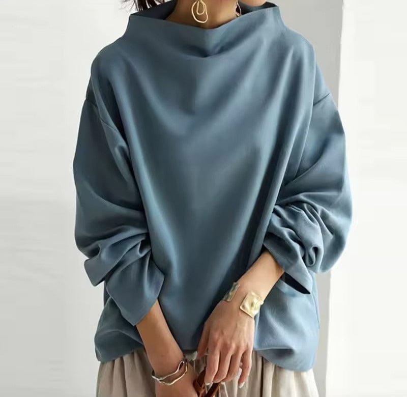 Women’s High Neck Top Relaxed Silhouette Elegant Design 2