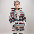 Women’s Hooded Cardigan Classic Fair Isle Knit Design 0