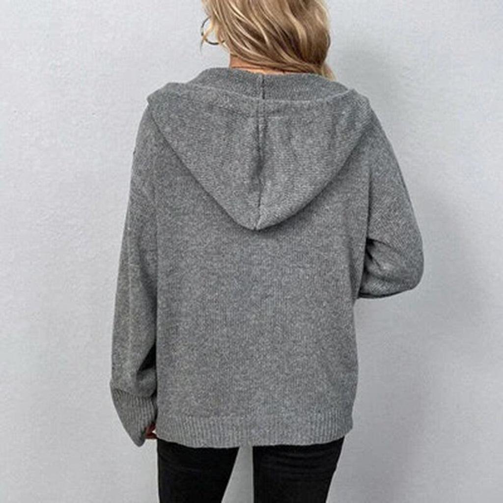 Women’s Hooded Cardigan Cozy Knit Open Front Long Style 1