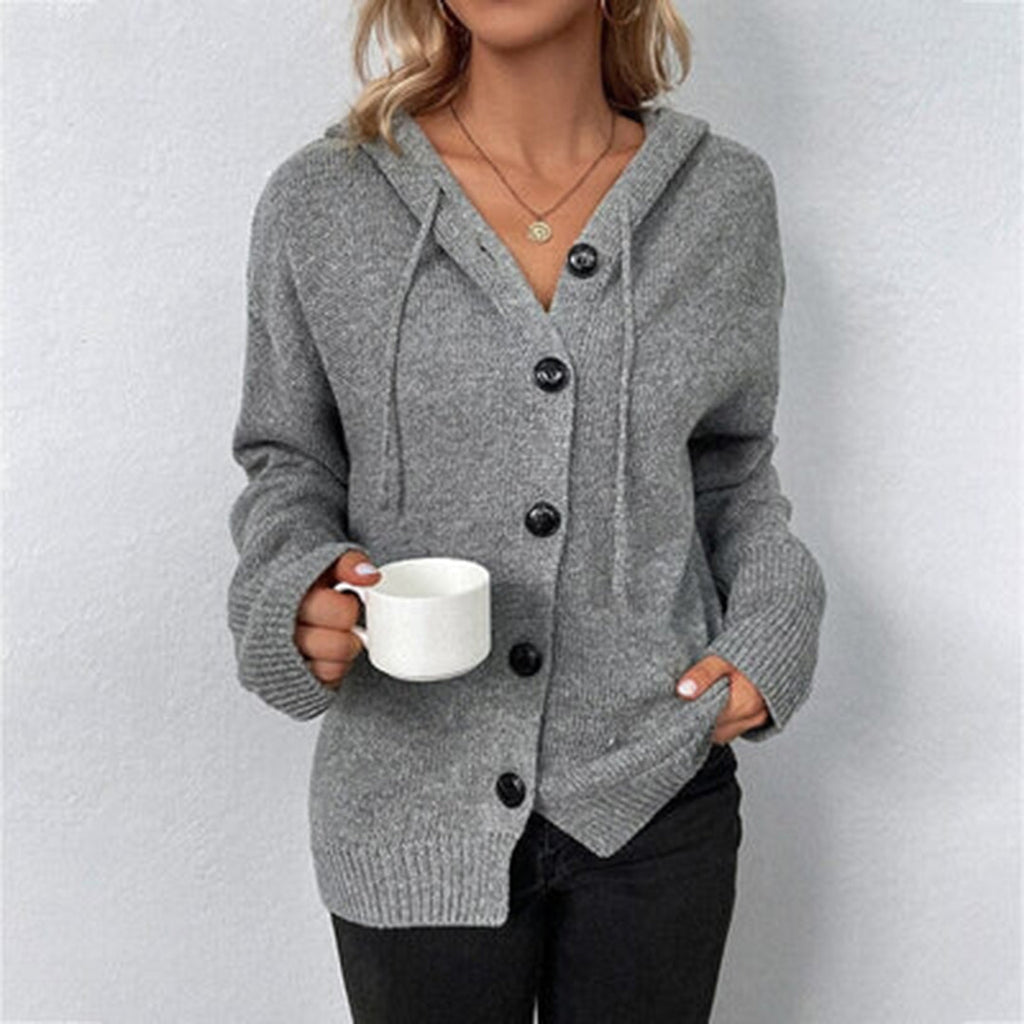 Women’s Hooded Cardigan Cozy Knit Open Front Long Style 4