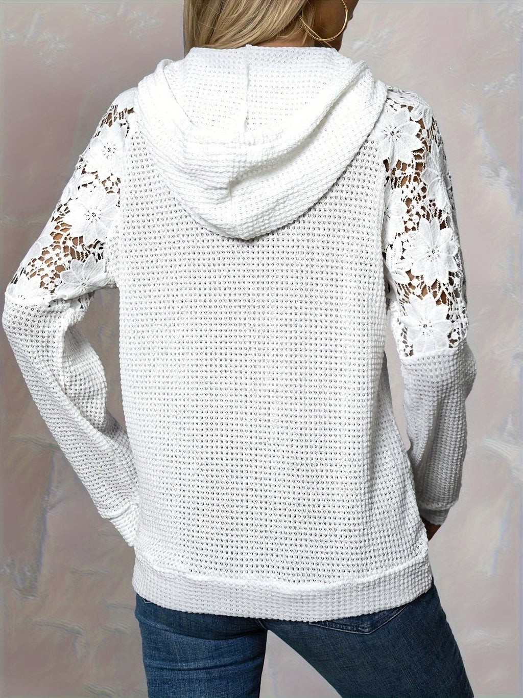 Women’s Hooded Top with Floral Trim Relaxed Fit 1