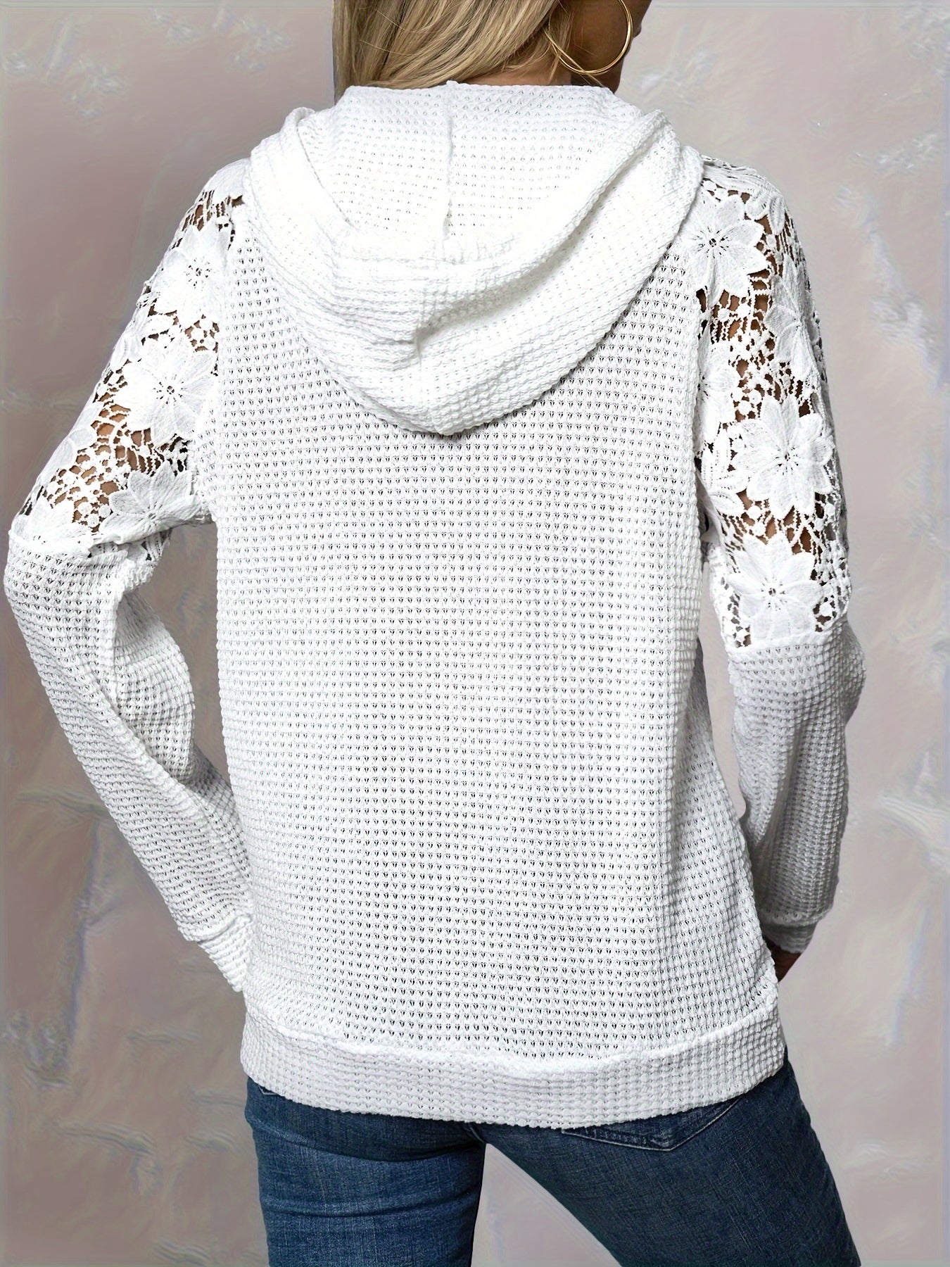 Women’s Hooded Top with Floral Trim Relaxed Fit 1