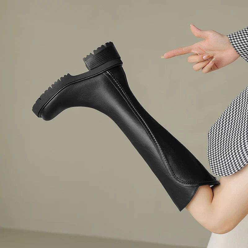 Women’s Knee High Boots Elegant Black Leather Design 4