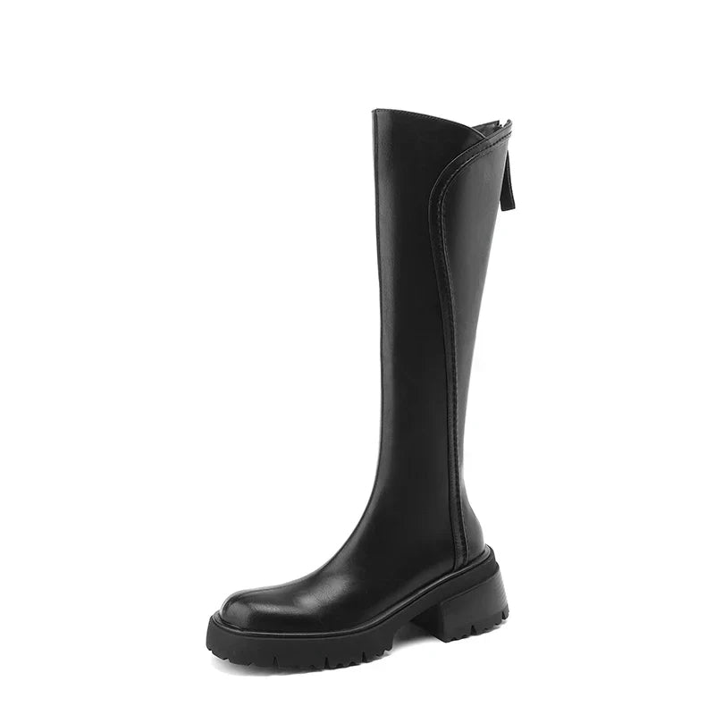 Women’s Knee High Boots Elegant Black Leather Design 5