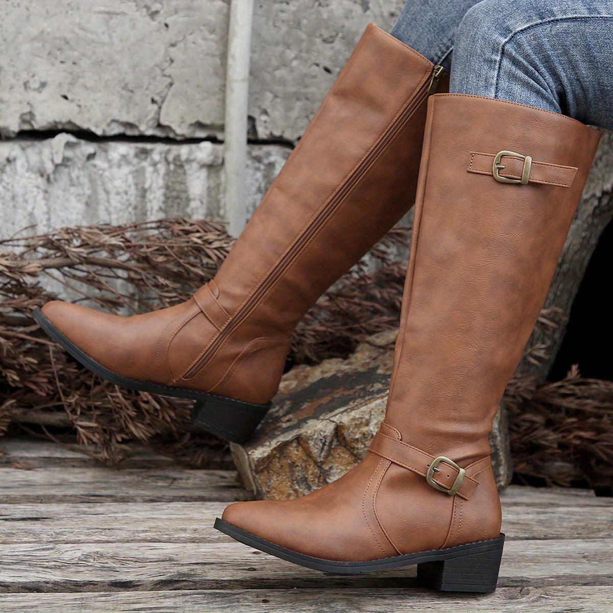 Women’s Knee High Riding Boots Classic Low Heel Design 4