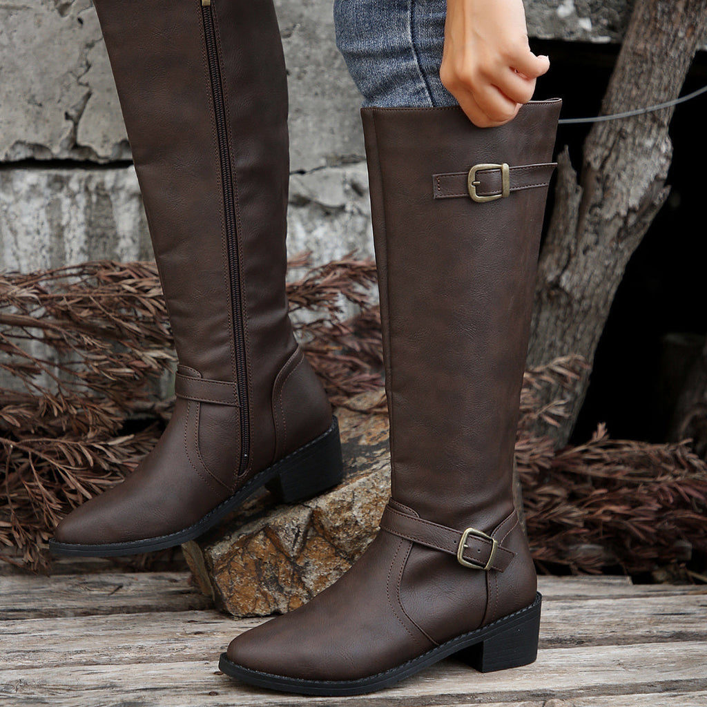 Women’s Knee High Riding Boots Classic Low Heel Design 6