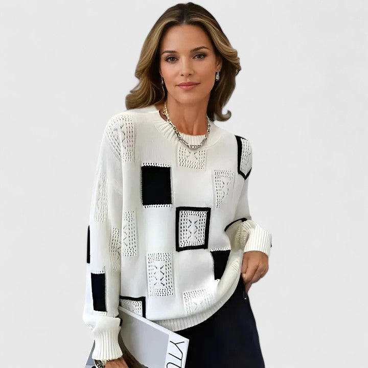 Women’s Knitted Sweater Elegant Openwork Design for Cozy Style 0