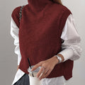 Women’s Knitted Sweater Vest Relaxed Fit High-Neck Layering Style 0