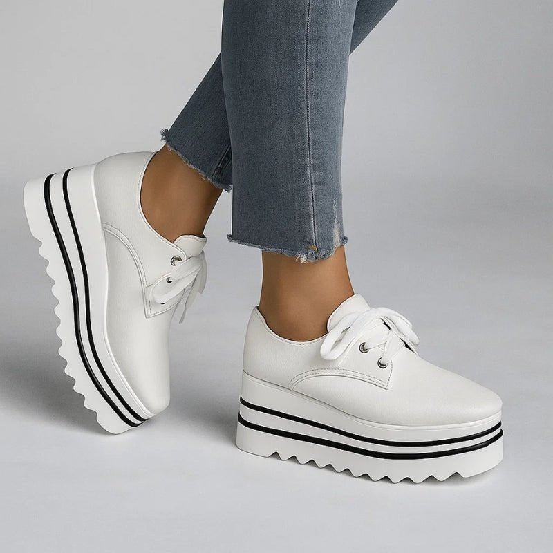Women’s Lace-Up Wedge Sneakers Stylish Platform Oxford Shoes 1