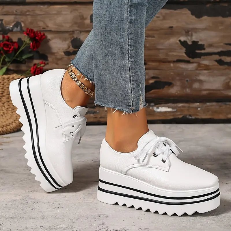 Women’s Lace-Up Wedge Sneakers Stylish Platform Oxford Shoes 3