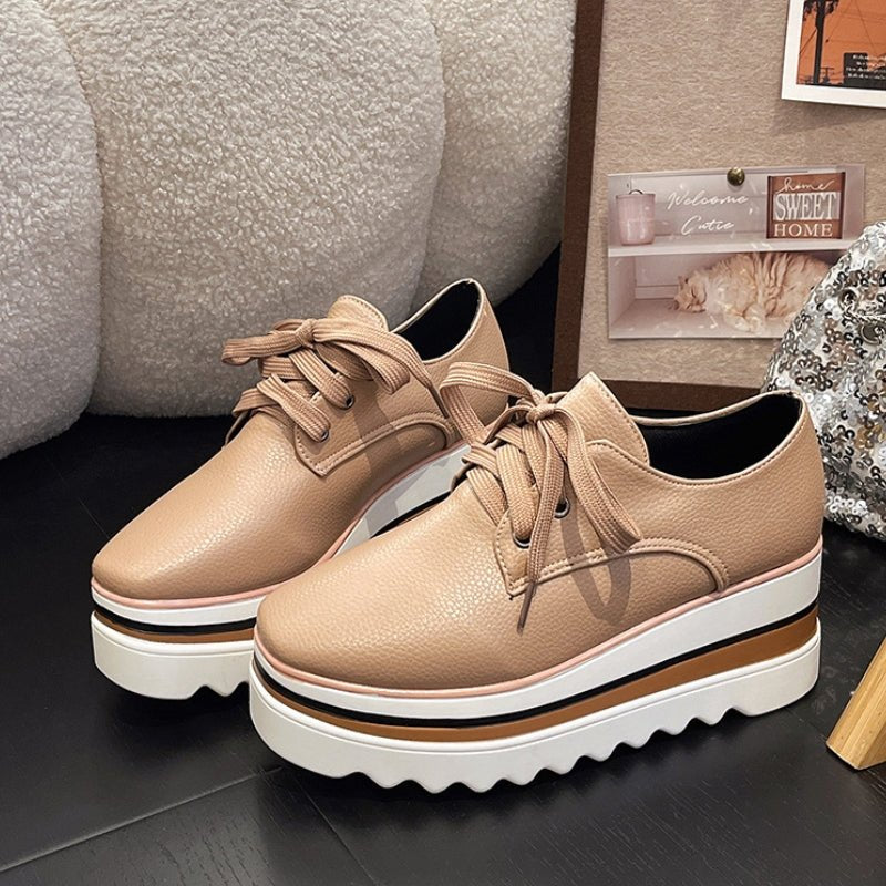Women’s Lace-Up Wedge Sneakers Stylish Platform Oxford Shoes 4
