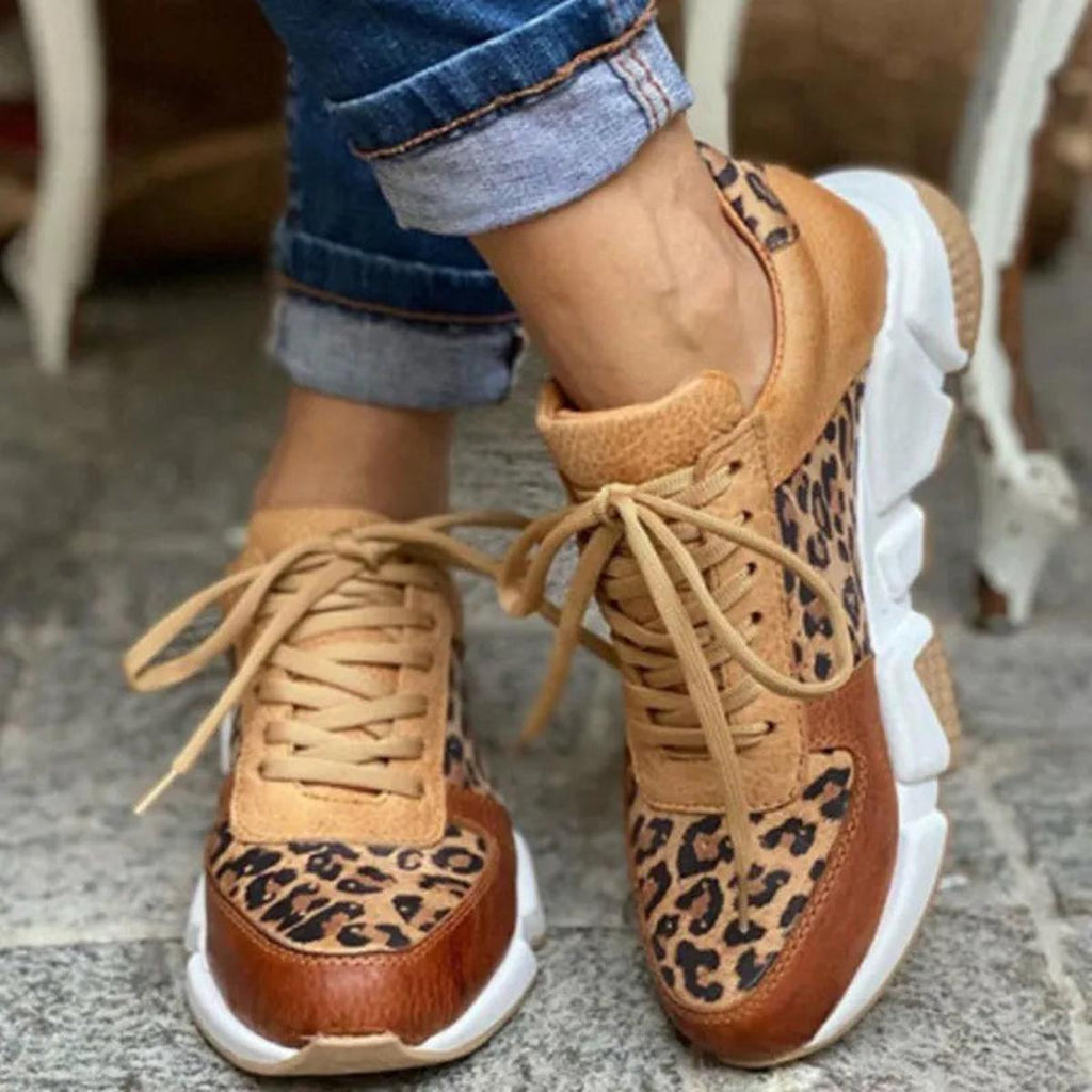 Women’s Lace Up Sneakers Bold Animal Print Design 0