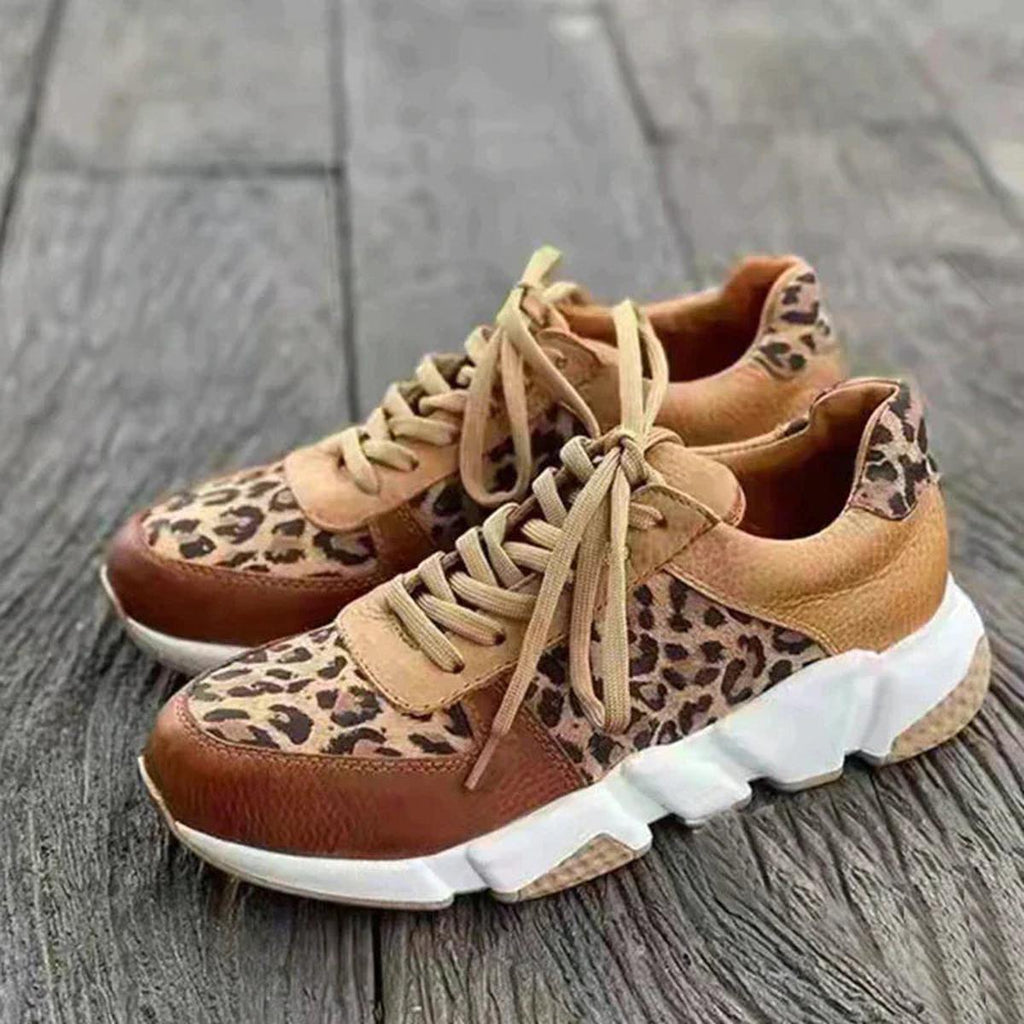 Women’s Lace Up Sneakers Bold Animal Print Design 1