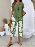 Women’s Leaf Print Coordinated Set Relaxed Fit Top and Trousers 0