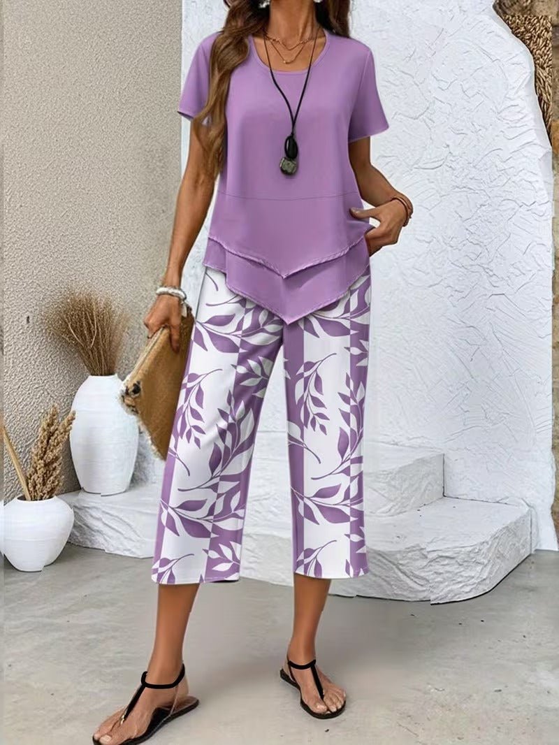 Women’s Leaf Print Coordinated Set Relaxed Fit Top and Trousers 3