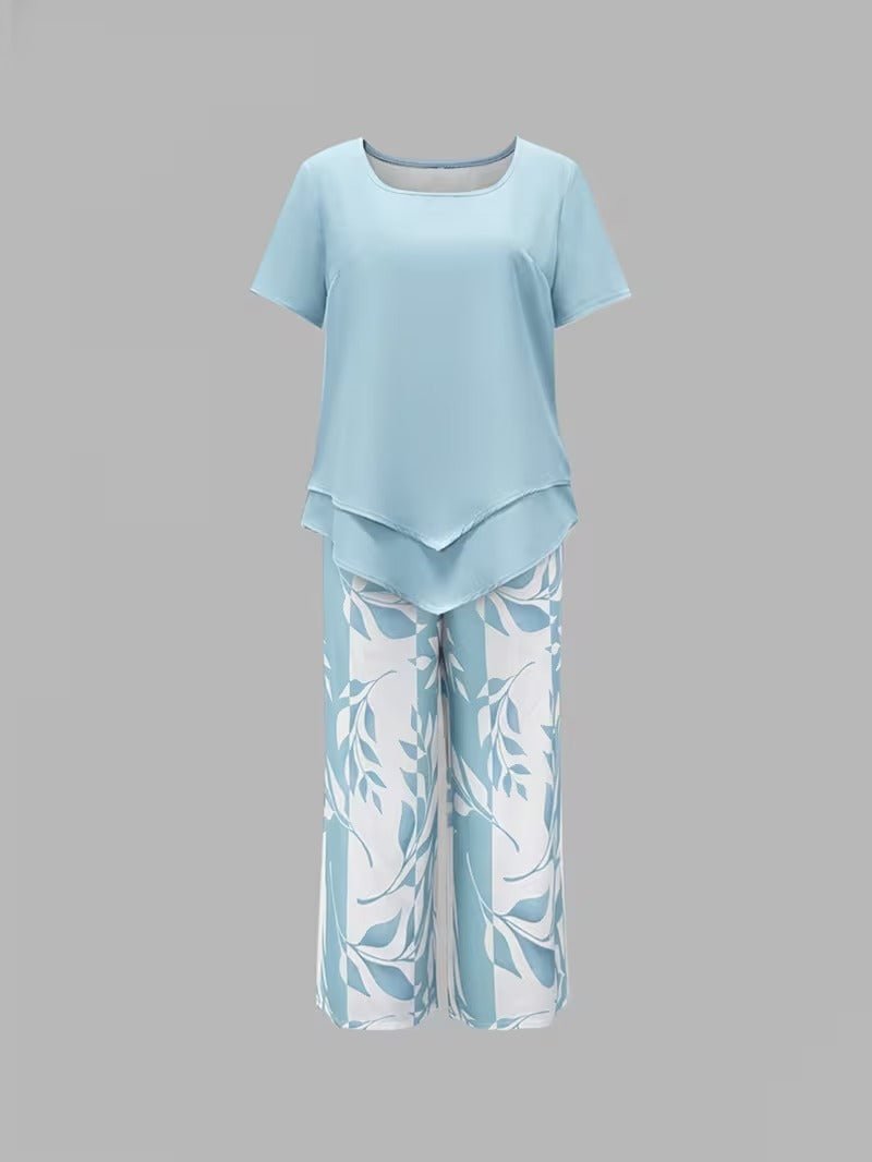 Women’s Leaf Print Coordinated Set Relaxed Fit Top and Trousers 6