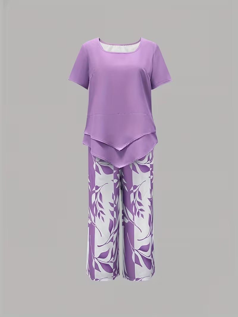 Women’s Leaf Print Coordinated Set Relaxed Fit Top and Trousers 8