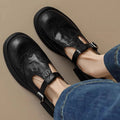 Women’s Leather T-Strap Shoes Elegant Vintage Design 0